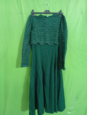 Green Dress with Lace Top