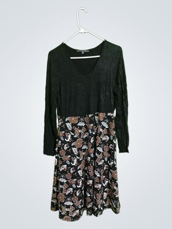 Marilou Wolff Black Floral Midi Dress