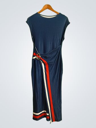 Blue Dress with Red White and Blue Stripes