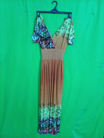 Brown and Floral Maxi Dress