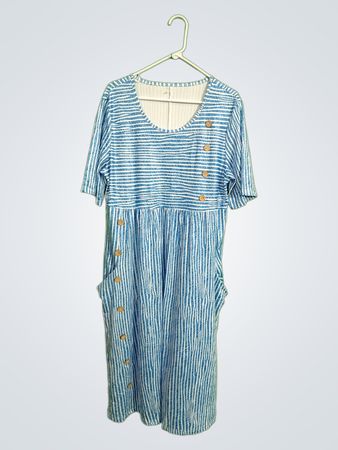 Blue and White Striped Dress