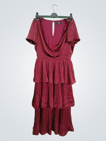 Lulus Maroon Tiered Pleated Dress