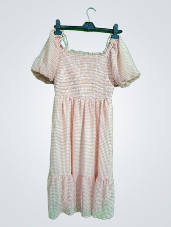Peach Plaid Dress