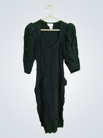 Laundry Black Puffed Sleeve Midi Dress