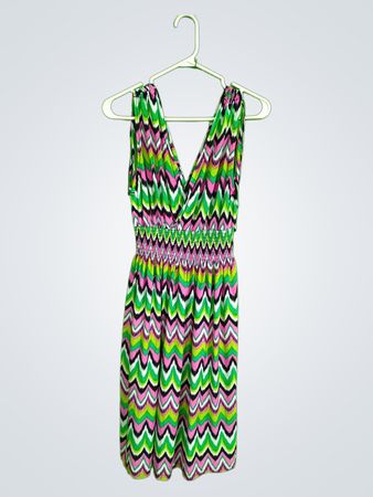 Dress with Multicolored Chevron Pattern
