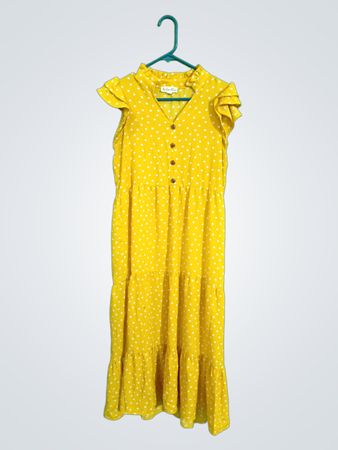 Indigo Rose Yellow Polka Dot Dress
