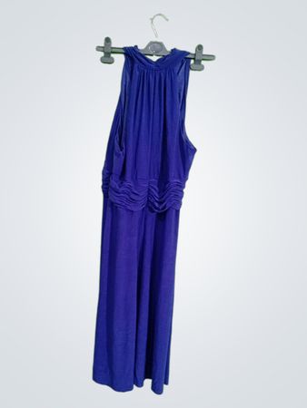 Evan Picone Navy Blue Sleeveless Ruched Dress