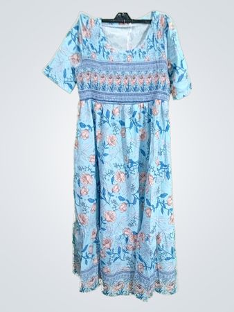 Floral Pattern Blue Dress