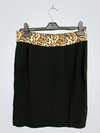 Courtney Black Skirt with Animal Print Waistband