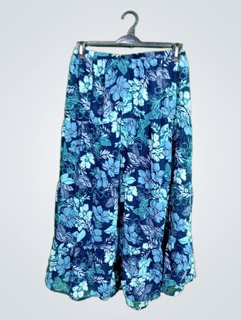 Blue Floral Wide-Leg Pants
