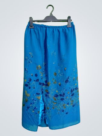 Unbranded Blue Leaf Print Midi Skirt
