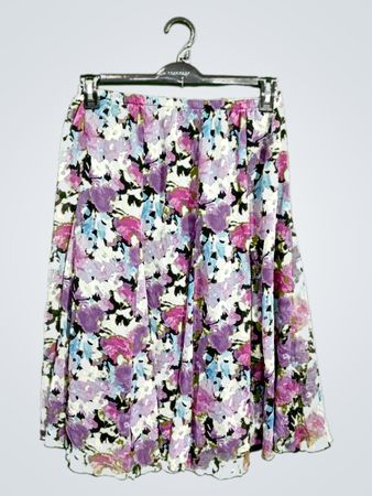 Peacocks Floral Print Chiffon Skirt