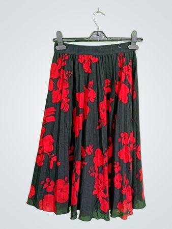 Black skirt with red floral pattern