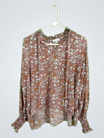 Max Studio Floral Ruffle Blouse