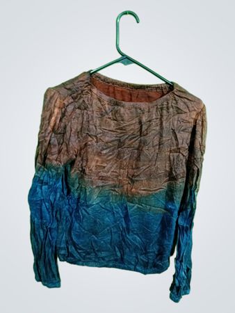 Brown and Blue Long-Sleeve Shirt