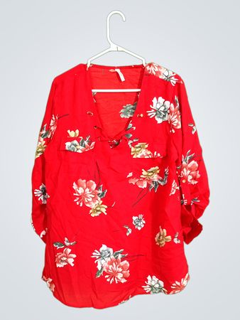 Red Floral Blouse