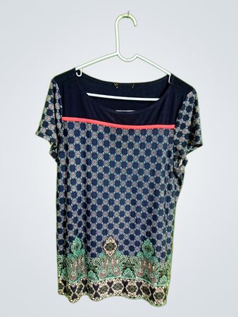 Blouse with Geometric and Paisley Pattern