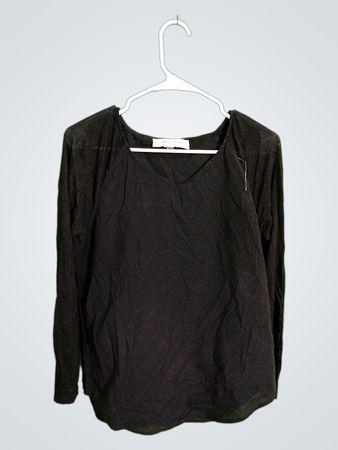 French Connection Black V-Neck Long Sleeve Blouse