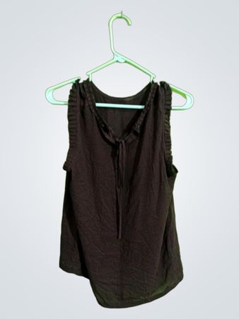 J.Crew Black Ruffled Sleeveless Top
