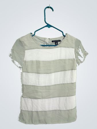 Banana Republic Gray and White Striped Top