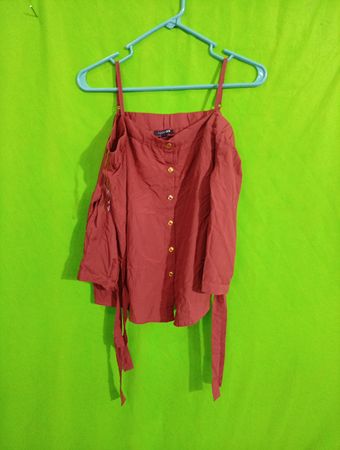 Superdry Off-Shoulder Terracotta Blouse