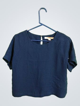 Navy Blue Short-Sleeve Top