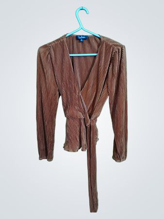 Brown Pleated Wrap Top