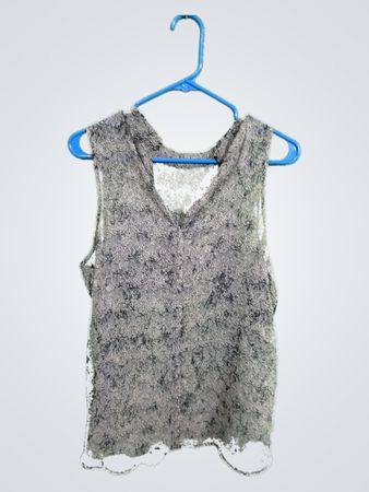 Gray and Black Lace Sleeveless Top