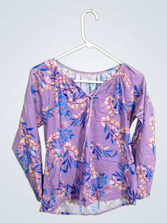 Purple Floral Long-Sleeve Top