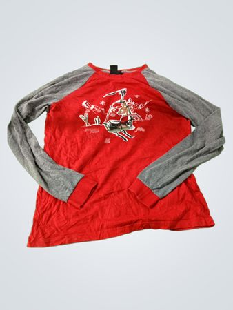 Red Long-Sleeve Shirt with Graphic