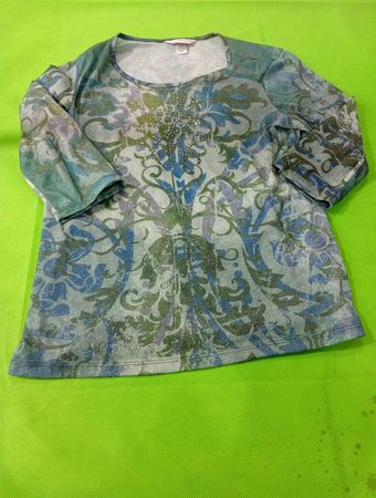 Christopher & Banks Blue Green Floral Blouse