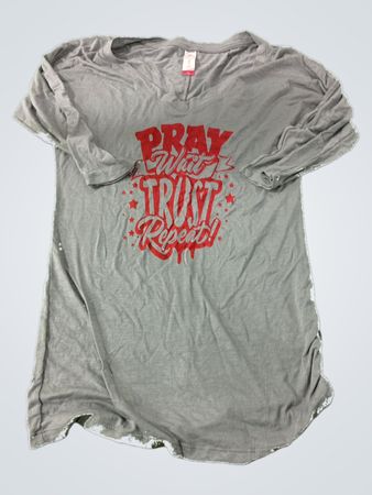 Gray T-Shirt with Red Graphic