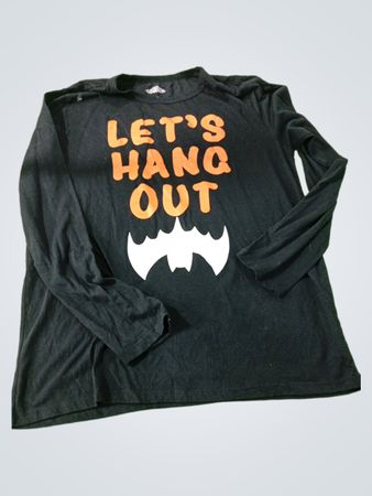 Black Long Sleeve T-Shirt with Orange and White Graphic