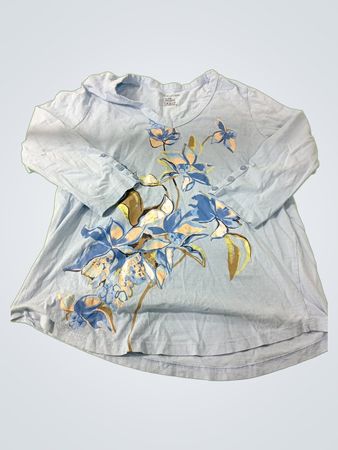 Light Blue Floral Long-Sleeve Shirt