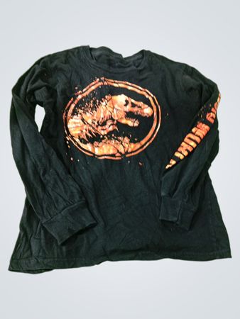Black Graphic T-Shirt with Dinosaur Design