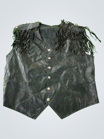 Black Leather Fringe Vest