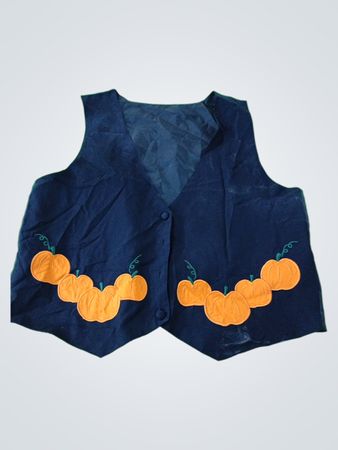 Navy Blue Vest with Pumpkin Design