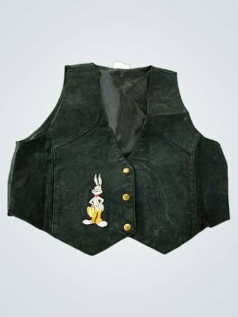 Looney Tunes Black Vest with Bugs Bunny Emblem
