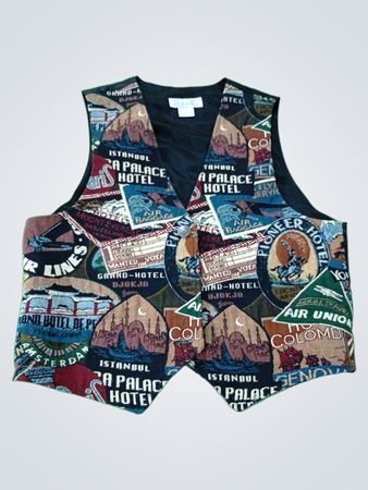 Rafaella Vest with Travel Print
