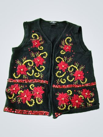 Embroidered Black Vest