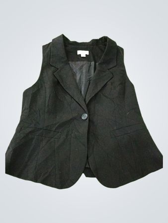 Ann Taylor Loft Black Sleeveless Blazer Vest