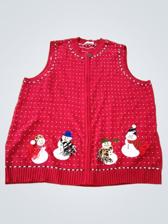 Charter Club Woman's Red Snowman Vest