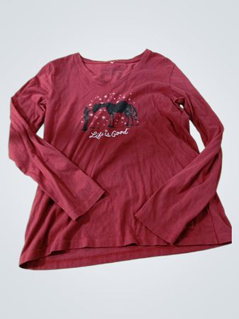 Life is Good Red Graphic Long Sleeve Tee
