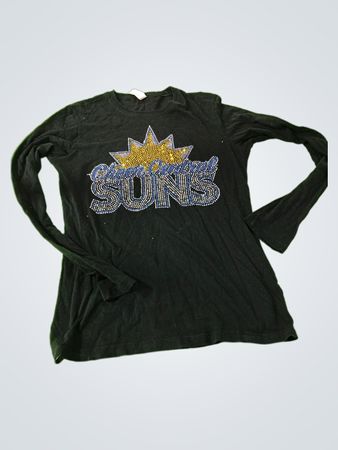 Black Long-Sleeve T-Shirt with Suns Graphic