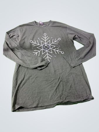 Gray Long-Sleeve T-Shirt with Snowflake Design