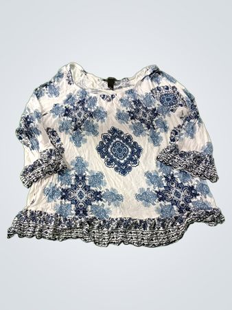 Blue and White Paisley Top