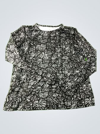 Unbranded Black White Leaf Print Long Sleeve Rash Guard L