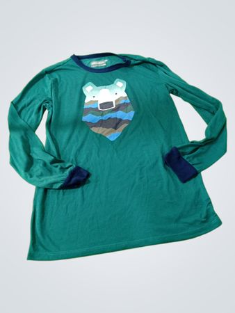 Eddie Bauer Green Long-Sleeve Shirt with Bear Graphic