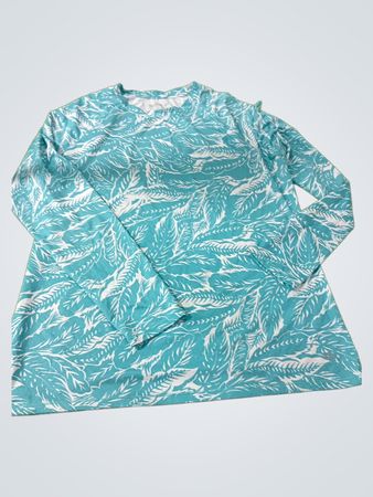 Blue and White Leaf Pattern Shirt