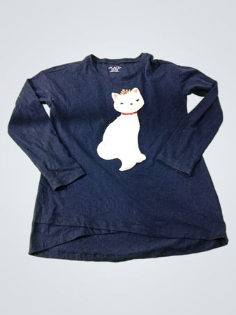 The Children's Place Long Sleeve Shirt with White Cat Design
